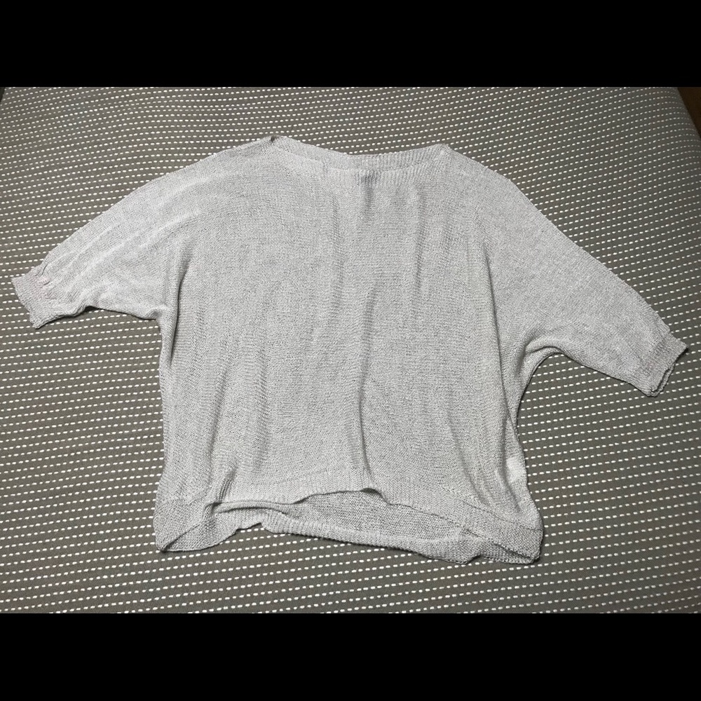 Zuiki Italian made Open Knit Slub Sweater, Grey, M